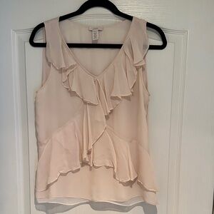J. Crew Cream Silk Ruffle Sleeveless Blouse